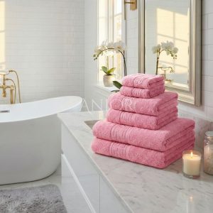 Set 6 Prosoape Premium din Bumbac 100% – Gama Luxury Greek, Roz (650g/mp)