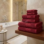 Set 6 Prosoape Premium din Bumbac 100% – Gama Luxury Greek, Roșu (650g/mp)