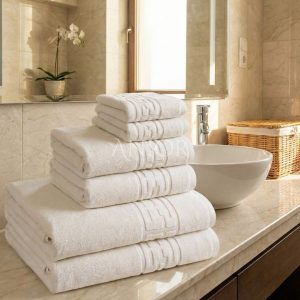 Set 6 Prosoape Premium din Bumbac 100% – Gama Luxury Greek, Alb (650g/mp)