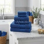 Set 6 Prosoape Premium din Bumbac 100% – Gama Luxury Greek, Albastru (650g/mp)