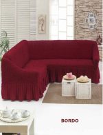 Husa BORDO coltar, bumbac embosat cu volan, pana la 300cm pe 300 cm latime