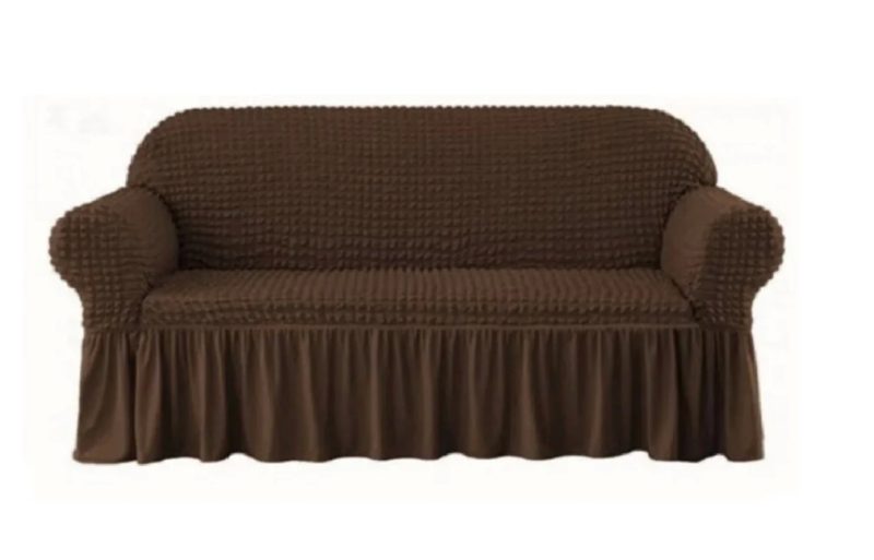 Husa canapea 3 locuri MARO, bumbac embosat Cu Volan, 180 cm la 225 cm