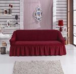 Husa canapea 3 locuri VISINIU, bumbac embosat Cu Volan, 180 cm la 225 cm