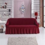 Husa canapea 3 locuri VISINIU, bumbac embosat Cu Volan, 180 cm la 225 cm