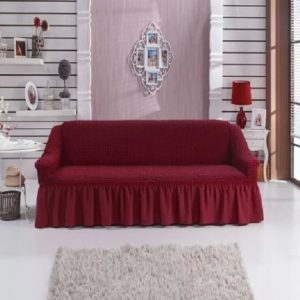 Husa canapea 3 locuri VISINIU, bumbac embosat Cu Volan, 180 cm la 225 cm