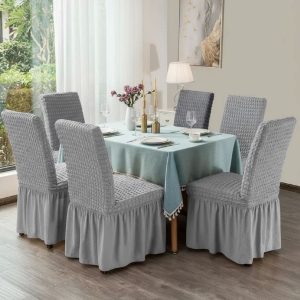 Set 6 Huse Scaun cu volan GRI deschis - Bumbac Embosat