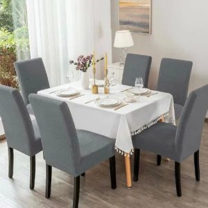 Set 6 Huse Scaun din Bumbac Embosat GRI