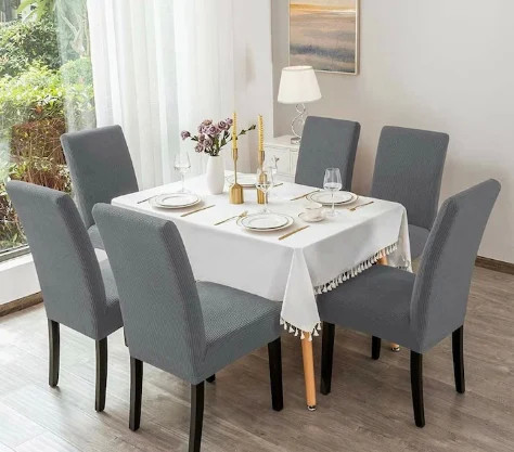 Set 6 Huse Scaun din Bumbac Embosat GRI Set 6 Huse Scaun din Bumbac Embosat GRI