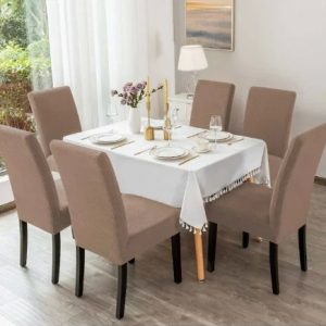 Set 6 Huse Scaun din Bumbac Embosat BEJ