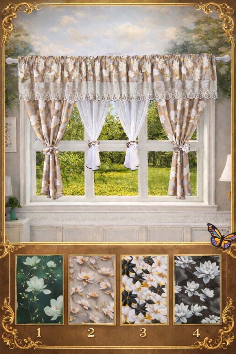 Set 2 in 1 Draperie + Perdea 5 D ( 400x155cm ) x184