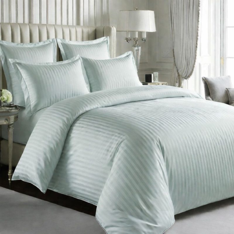 Lenjerie de Pat, Bumbac Damasc 100%, 2 Persoane, 4 Piese King Size- Verde Papagal