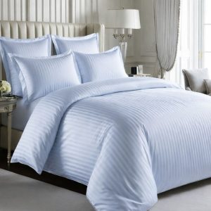 Lenjerie de Pat, Bumbac Damasc 100%, 2 Persoane, 4 Piese King Size - Blue