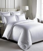 Lenjerie de Pat, Bumbac Damasc 100%, 2 Persoane, 4 Piese King Size - Alb