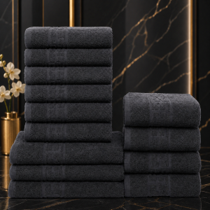 Set 13 Prosoape Premium din Bumbac 100% – Gama Luxury Greek,  Gri (650g/mp)