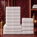Set 13 Prosoape Premium din Bumbac 100% – Gama Luxury Greek,  Alb (650g/mp)
