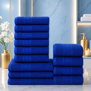 Set 13 Prosoape Premium din Bumbac 100% – Gama Luxury Greek,  Albastru (650g/mp)