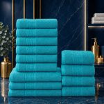 Set 13 Prosoape Premium din Bumbac 100% – Gama Luxury Greek,  Turcoaz  (650g/mp)