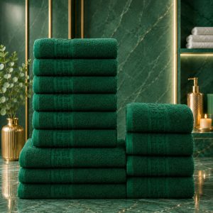 Set 13 Prosoape Premium din Bumbac 100% – Gama Luxury Greek, Verde  (650g/mp)